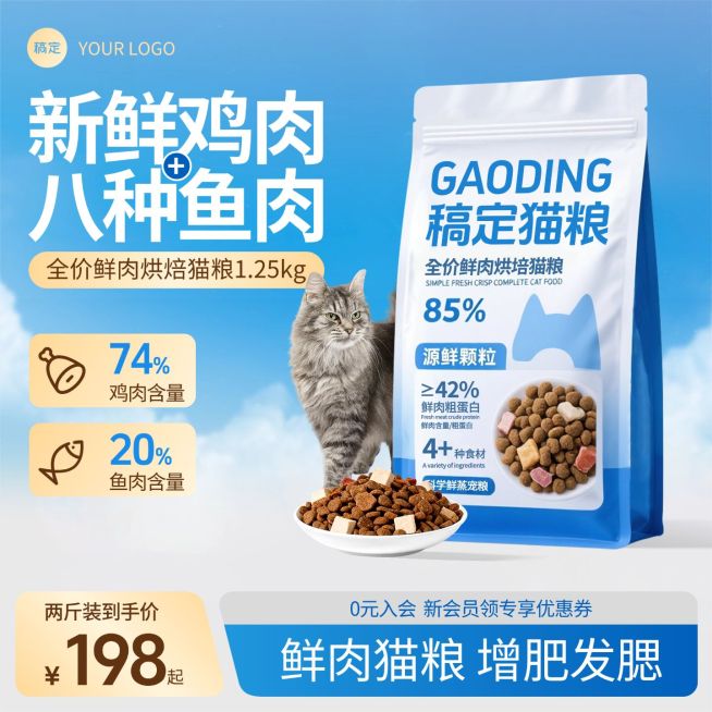 猫粮狗粮宠物食品电商零售主图预览效果