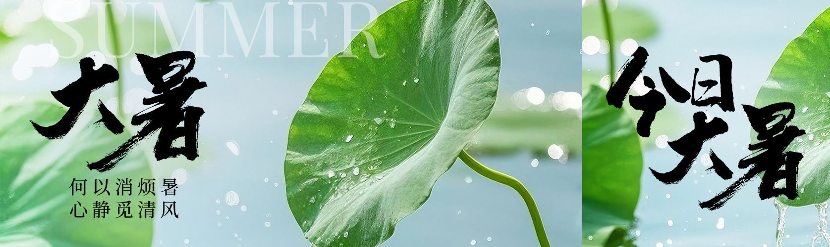 大暑节气祝福实景感公众号双封面预览效果