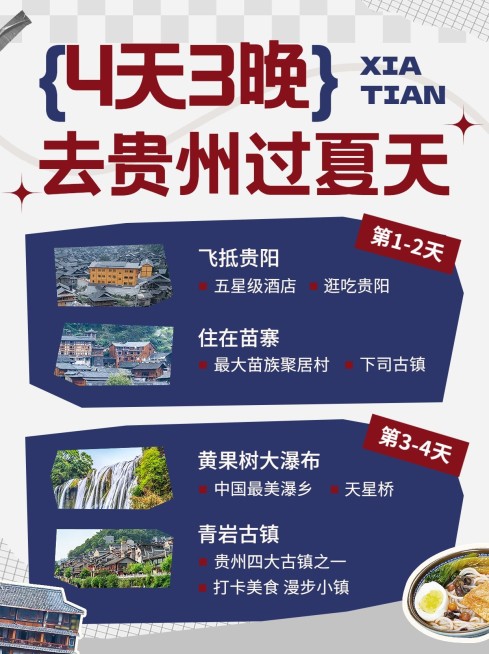 旅游出行贵州旅游线路营销小红书配图预览效果