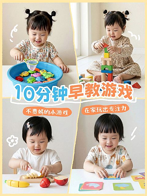 母婴亲子婴幼儿早教游戏育儿知识拼图小红书封面