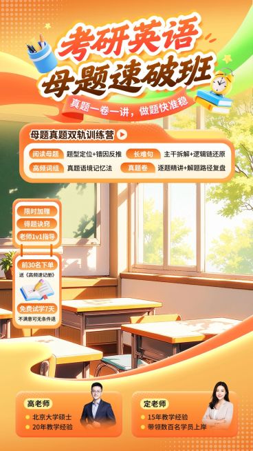 考研英语母题真题卷讲解课教培电商直播背景贴片组合预览效果