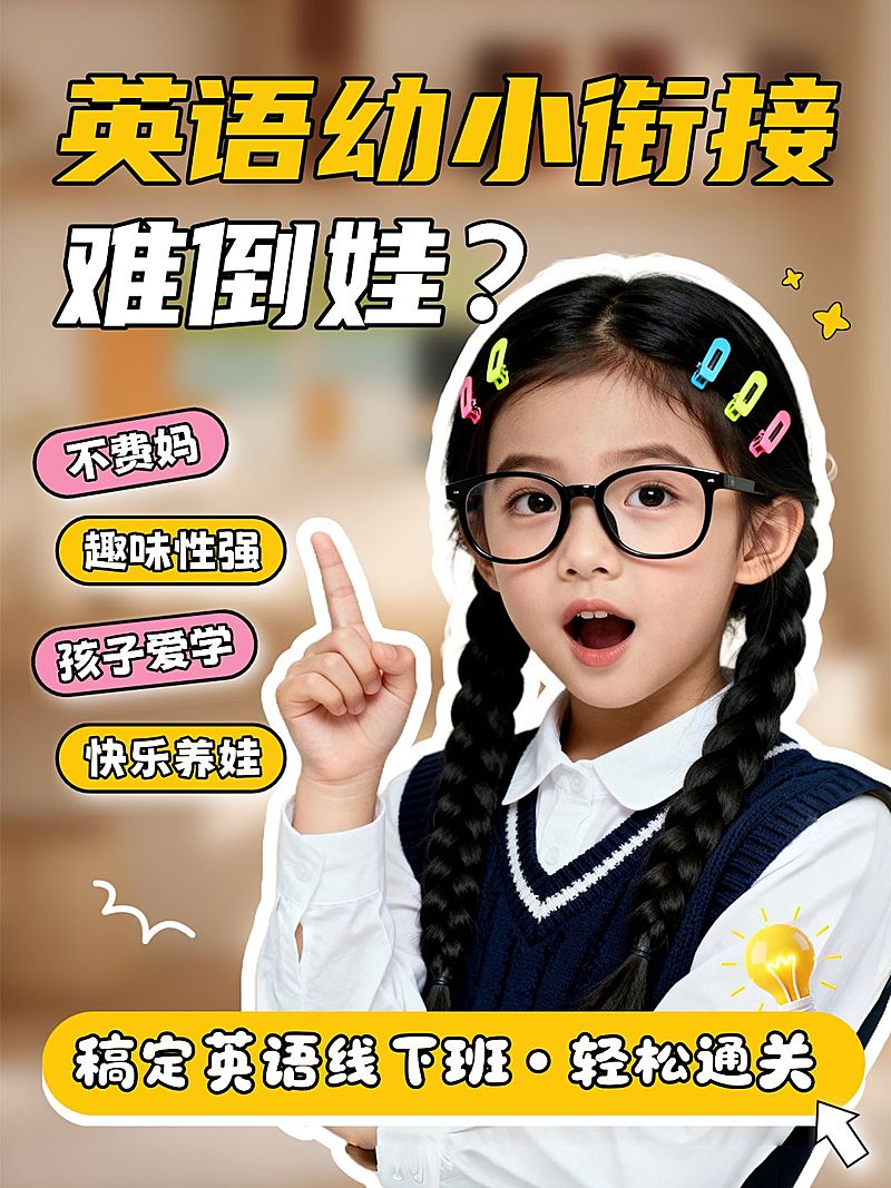 教育培训K12教育小学英语学习攻略分享人像小红书封面