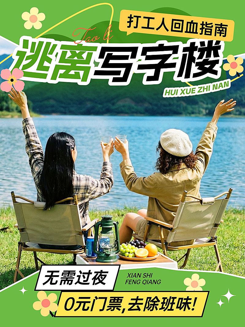 51五一劳动节节日营销旅游出行拼贴感小红书封面