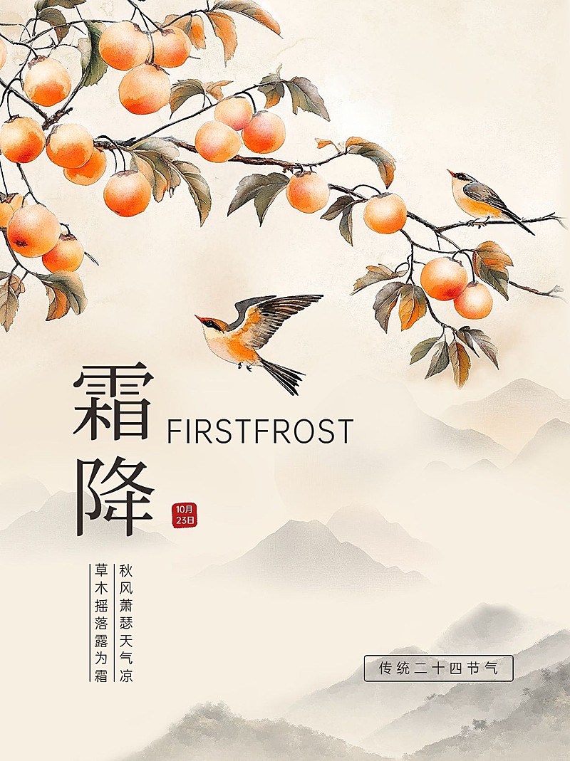 霜降节气科普中式感套装小红书封面aigc