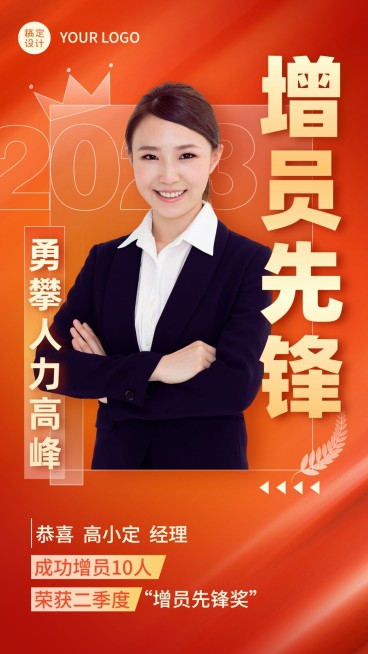 金融保险增员销售业绩表彰喜报人物手机海报预览效果