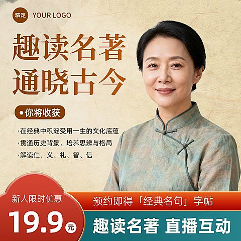 中式感中国风名著精读课程主图直通车