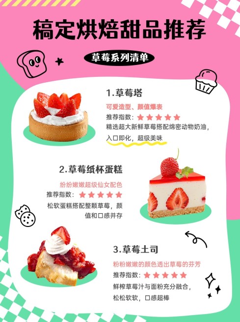 餐饮甜品测评攻略小红书套装小红书配图预览效果
