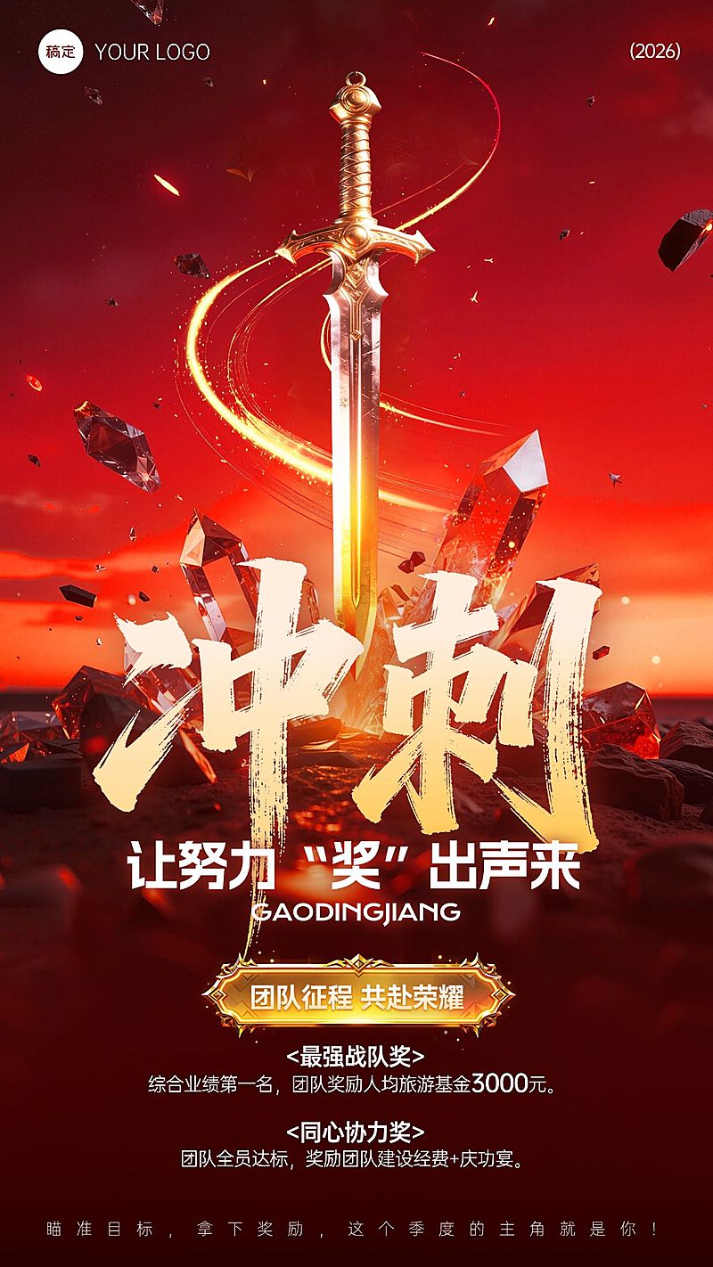 金融保险业绩冲刺激励宣传海报