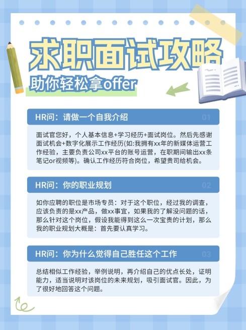 求职面试攻略手帐风小红书配图预览效果