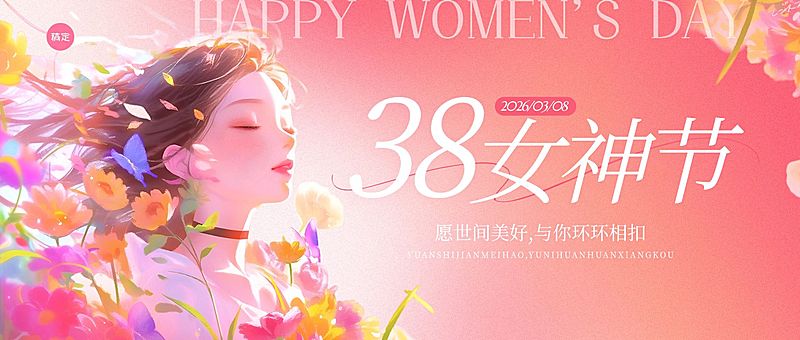 三八妇女节女神节女王节节日祝福通用唯美感公众号首图