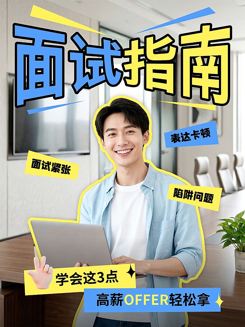 求职应聘面试攻略指南分享人像小红书封面