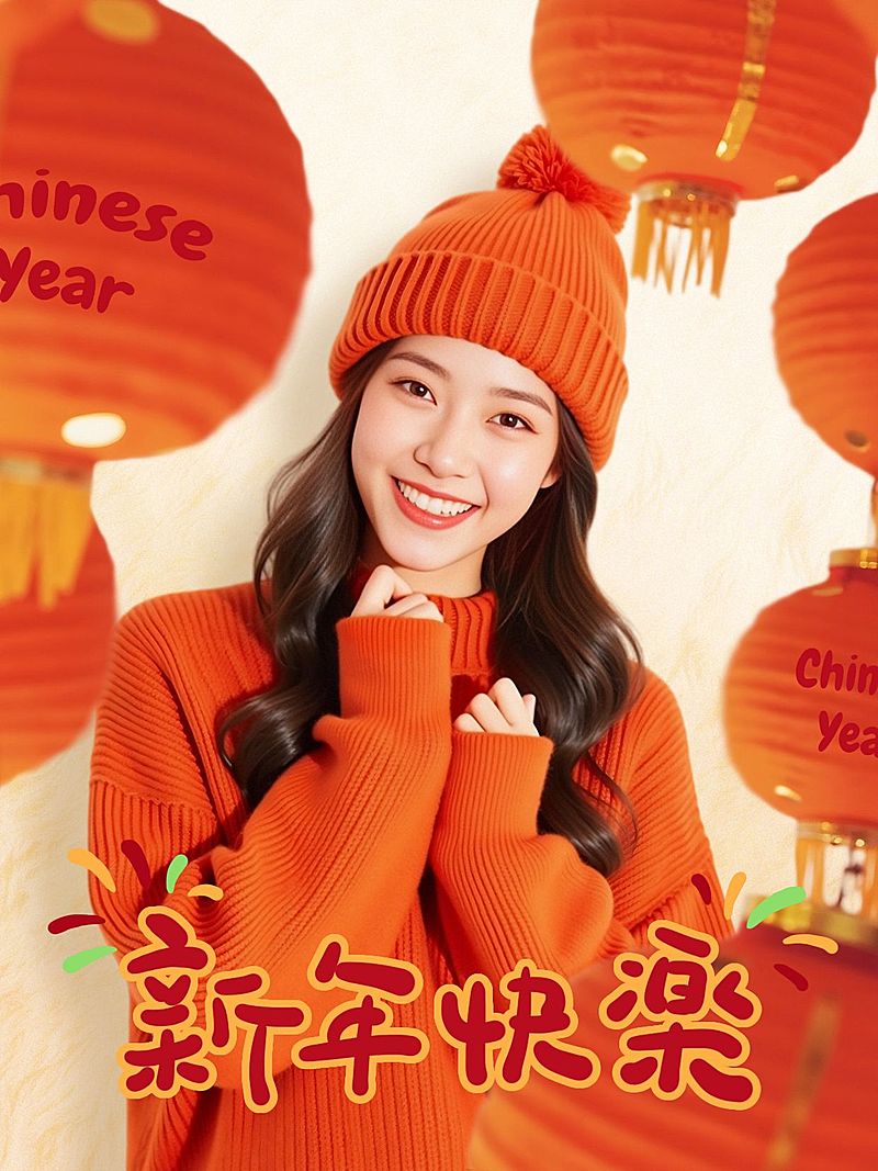 新年春节节日晒照喜庆风小红书封面aigc