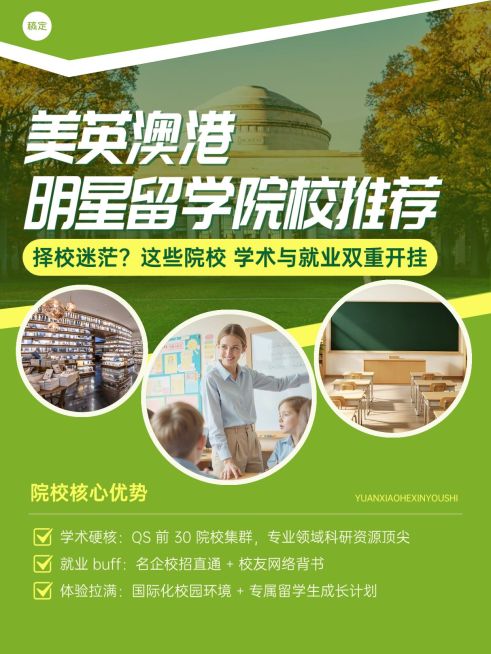 教育培训学历教育留学院校推荐拼图小红书封面预览效果