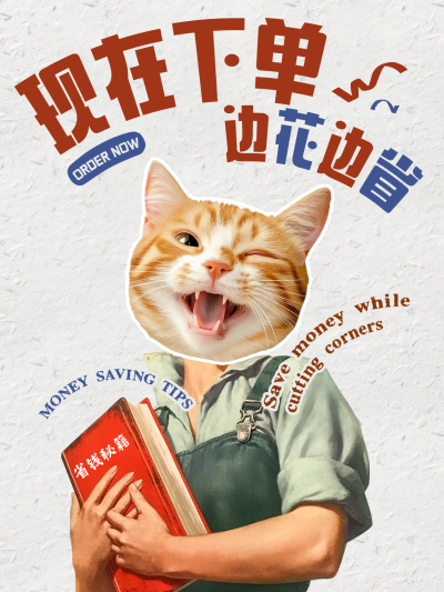 趣味表情包猫头小红书封面aigc