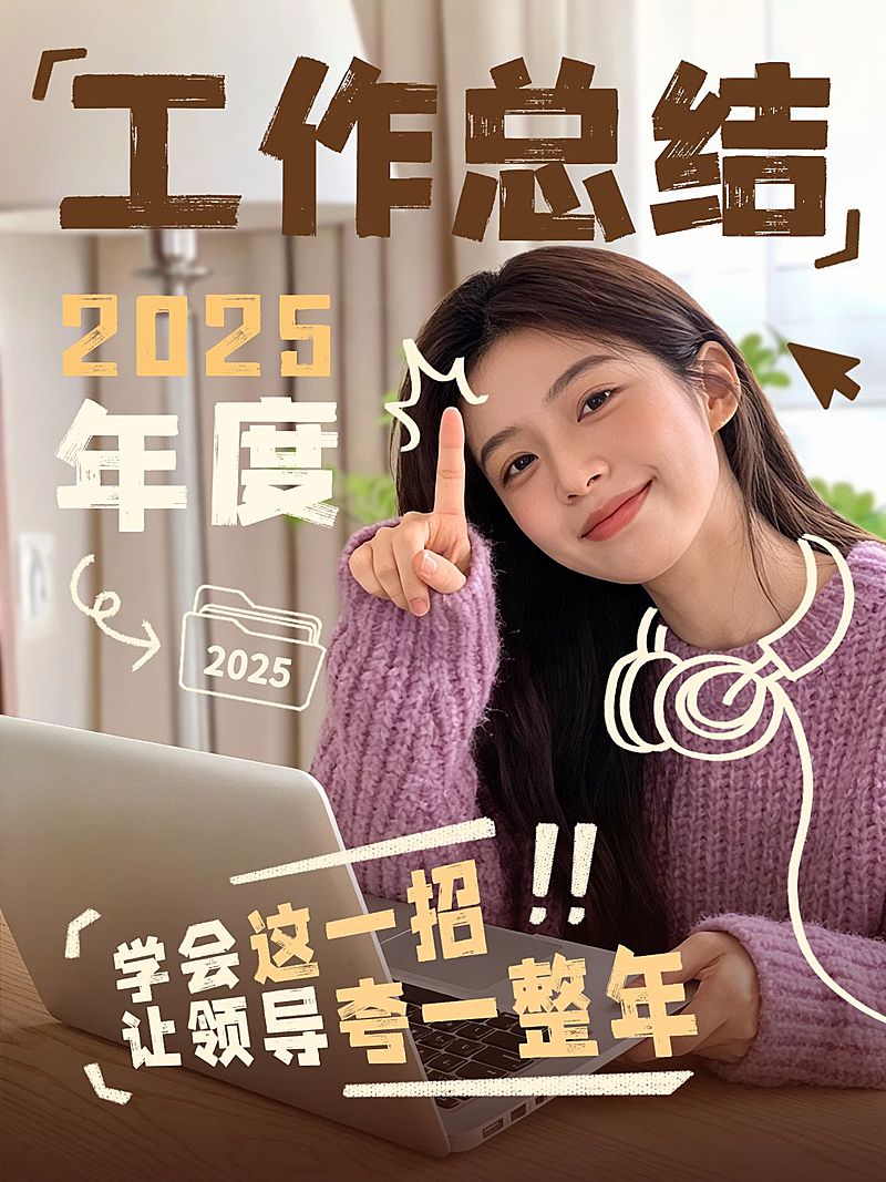 职场提升年度总结撰写科普人像小红书封面