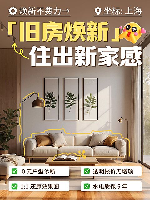 家居装修旧房改造小红书封面