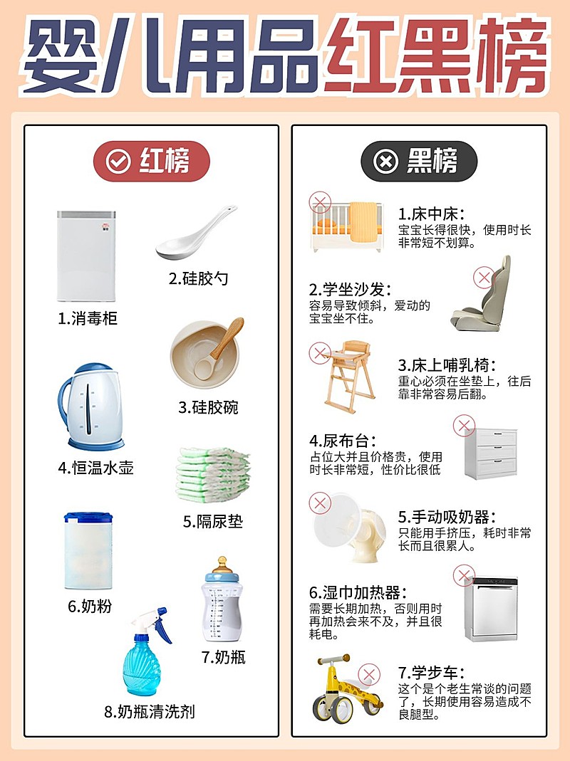母婴婴儿用品红黑榜对比图小红书封面