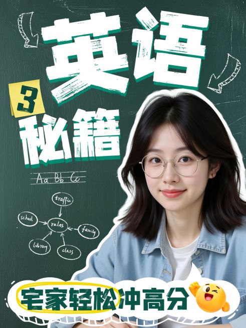 教育培训K12教育英语提分攻略人像小红书封面预览效果