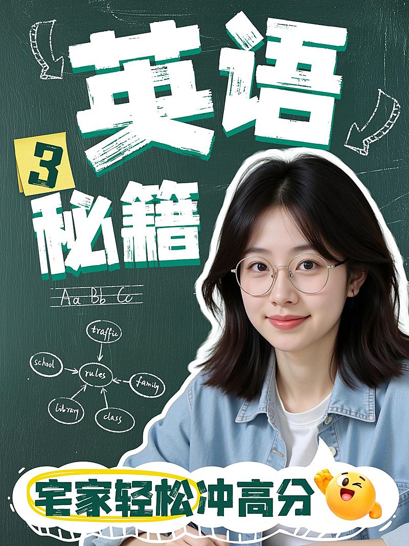 教育培训K12教育英语提分攻略人像小红书封面