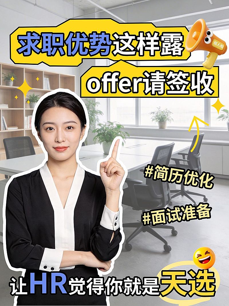 求职简历写作面试技巧分享人像小红书封面