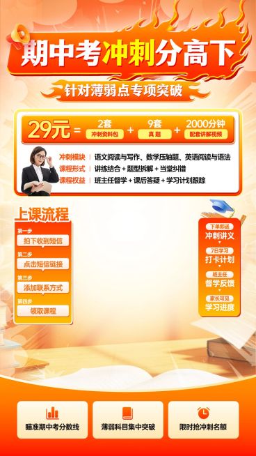 K12教育期中考冲刺班教培电商直播背景贴片组合预览效果