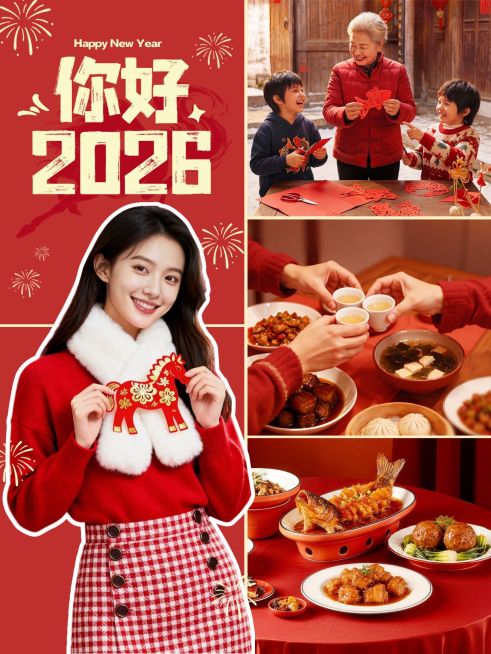 马年春节喜庆感节日祝福通用小红书配图预览效果