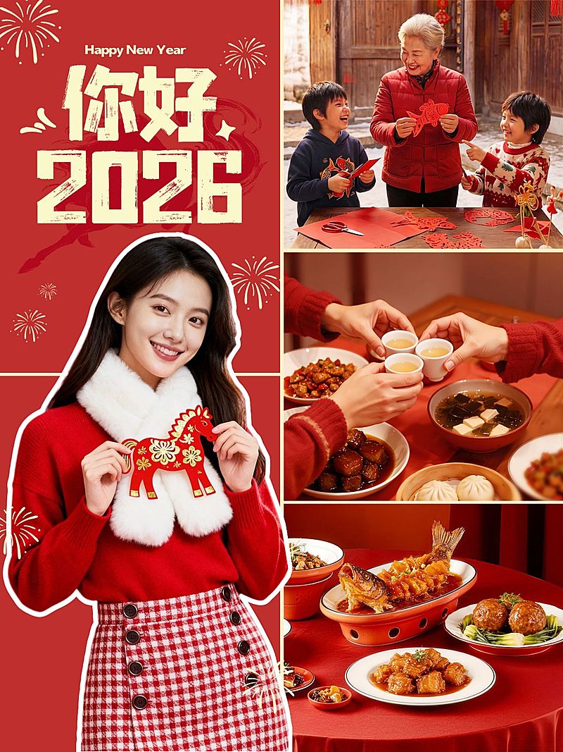 马年春节喜庆感节日祝福通用小红书配图