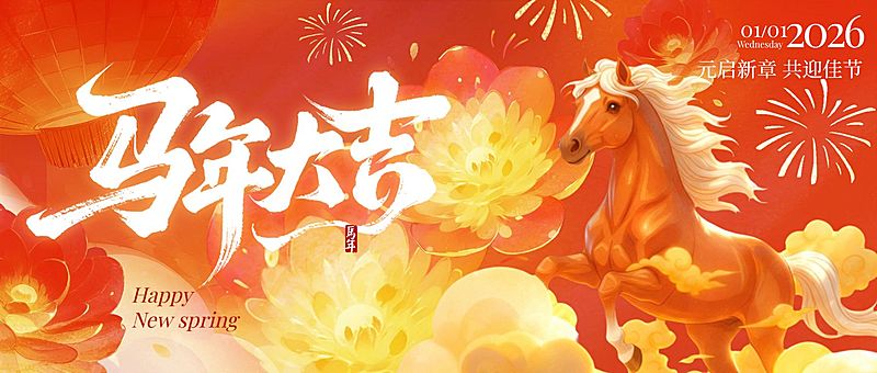 春节节日祝福通用喜庆感公众号首图
