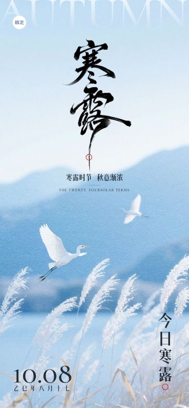 寒露节气祝福清新感静谧感全屏竖版海报AIGC预览效果