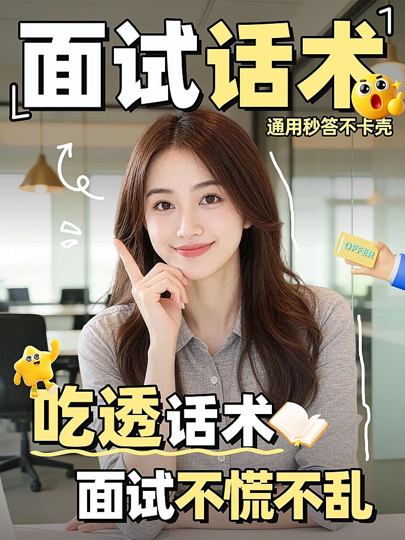 求职招聘万能面试话术分享人像小红书封面
