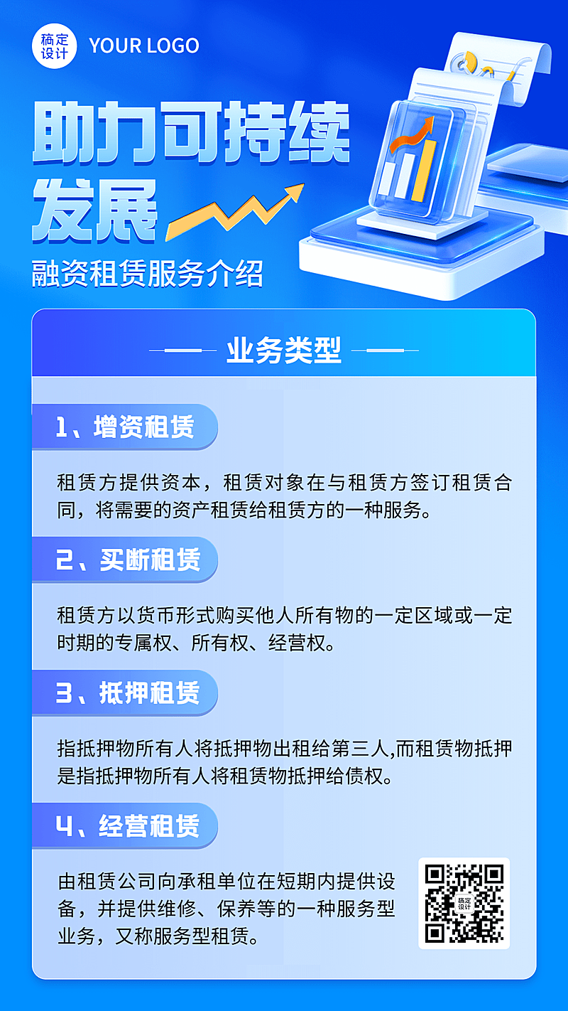 金融融资租赁服务介绍知识科普3D手机海报套装