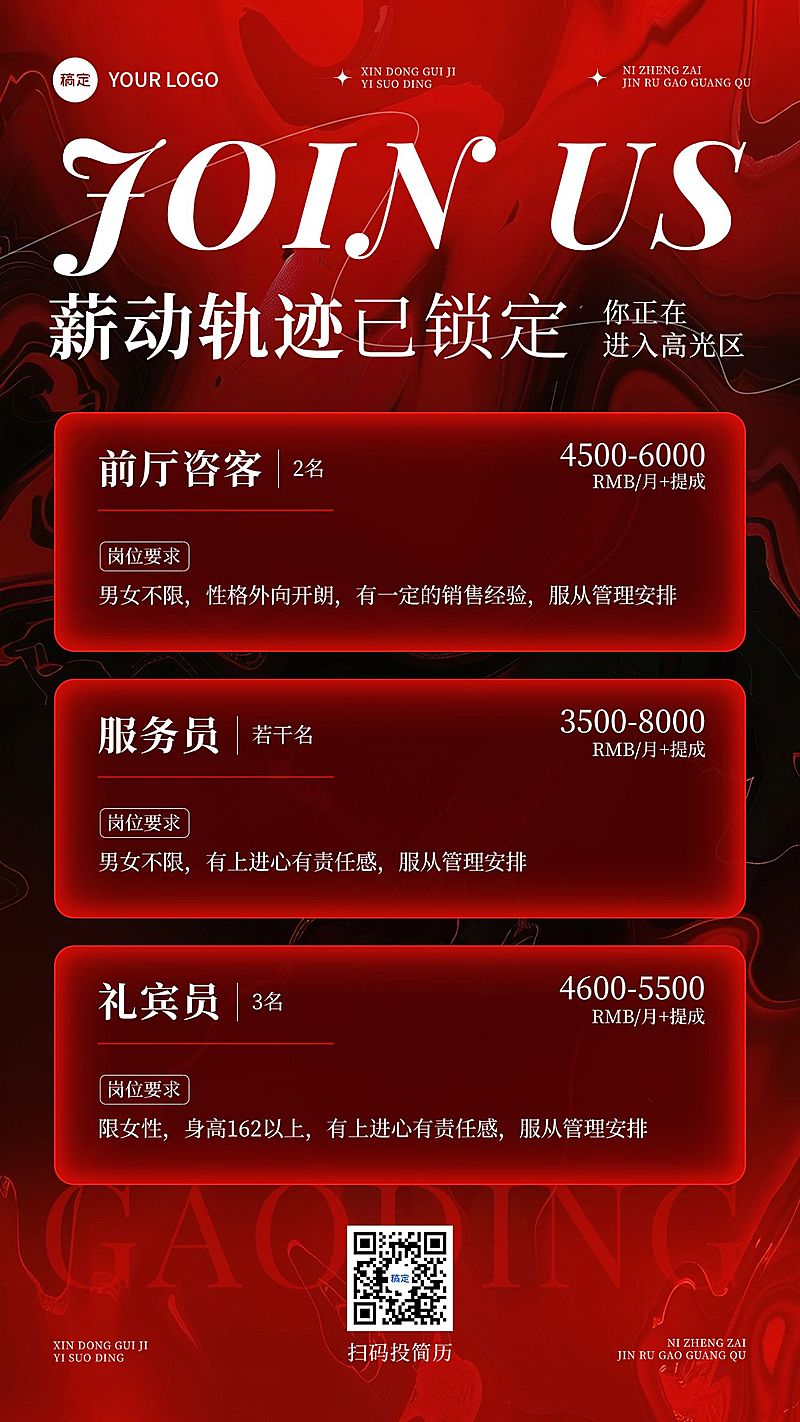 门店酒吧求职招聘潮流感竖版海报AIGC