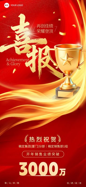 金融保险奖杯业绩喜报预览效果