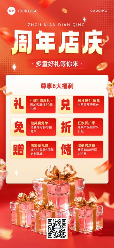 商品零售周年庆全屏海报AIGC预览效果