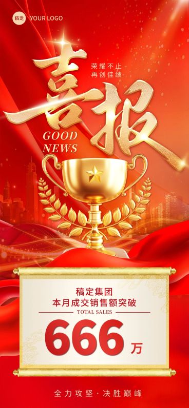 金融保险奖杯业绩喜报预览效果