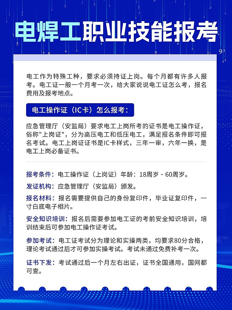 电焊电工职业技能报考知识科普小红书配图