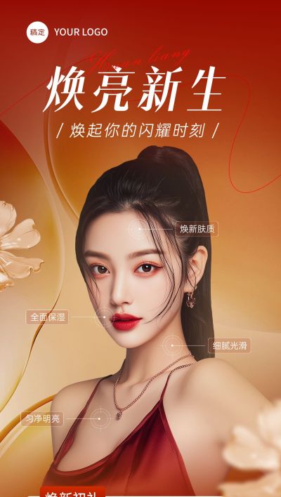 美容美业医美活动宣传人像模特全屏海报AIGC