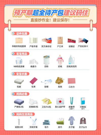 母婴待产产品清单知识科普手帐风小红书封面