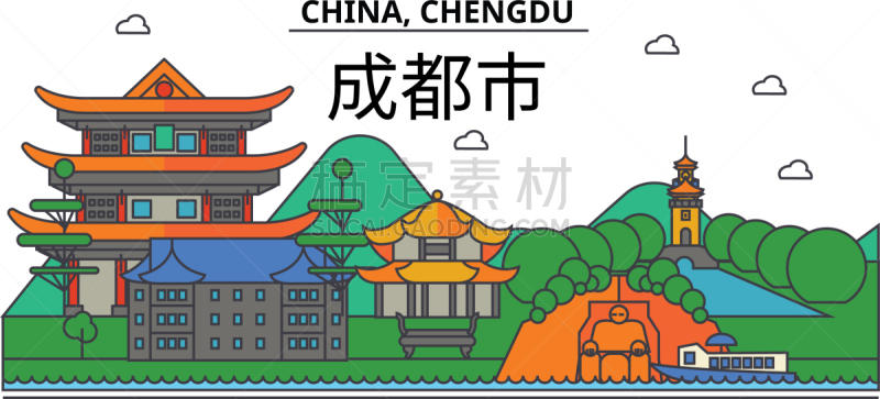 成都,建筑,城市天际线,街道,房地产,明信片,名声,房屋,直的