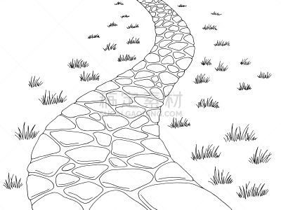 公园,草图,绘画插图,白色,矢量,路,地形,黑色,插画,草坪