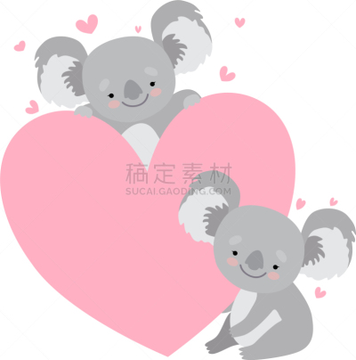 可爱的,树袋熊,婴儿,粉色,巨大的,两只动物,心型,野生动物,哺乳纲,爱
