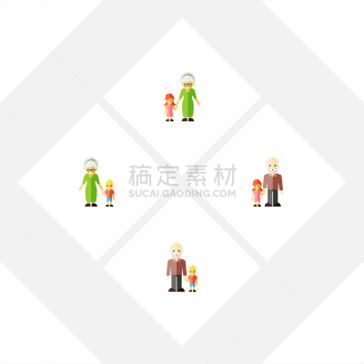 人,孙辈,孙子,计算机图标,公寓,男孩,女儿,祖母,古老的,布置