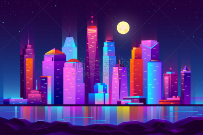 夜晚,地形,背景聚焦,城市,未来,商务,城市武士,河流,散步道,建筑