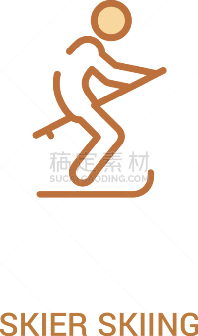 滑雪运动,计算机图标,概念,分界线,简单,两个物体,运动,直的,迅速