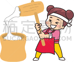 新年前夕,女孩,家庭,日本米糕,学龄前儿童,儿童,绘画插图,日本,少女