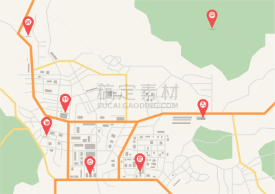 街道图,计划书,房屋,城镇,生活方式,林荫路,公园,矢量,街道,距离标记