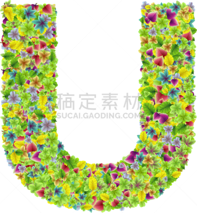 清新,叶子,植物园,多色的,字体,英文字母U,请柬,字母,多样,问候