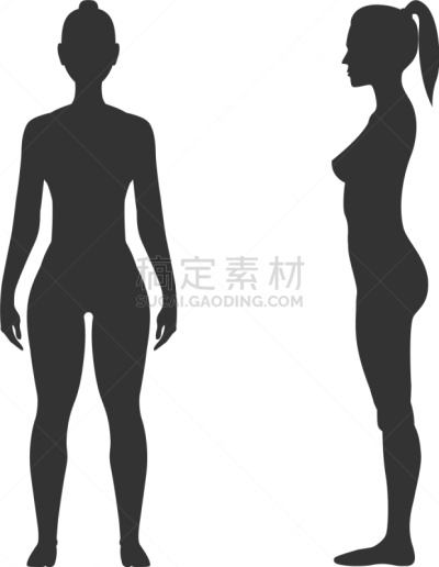 女人,侧面视角,黑色,正面视角,白色,人,图像,剪影,站