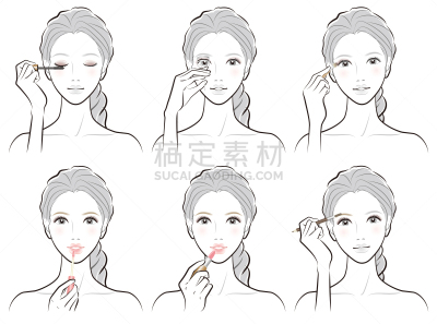 女人,绘画插图,彩妆,可爱的,睫毛膏,化妆用品,时装模特,人的脸部,半身像,日本
