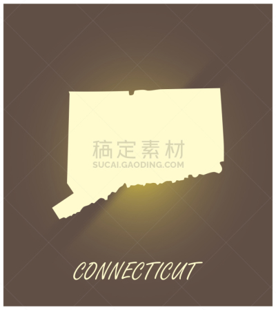 轮廓,矢量,黑白图片,康涅狄格,绘画插图,背景聚焦,美国州,打印单据,边框,复古风格